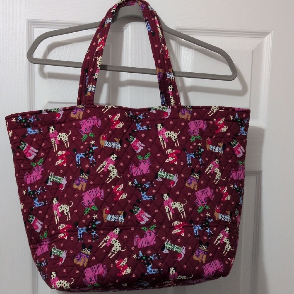 Vera Bradley Burgundy and Pink Quilted Tote